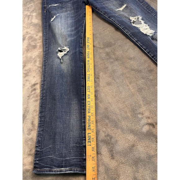 American Eagle Jeans Men 31x32 Blue Slim Strght Extreme Flex 4 Distressed Ripped - Picture 3 of 9